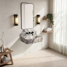 24" Calacatta Viola Fluted Floating Marble Vanity