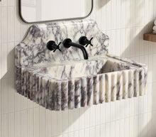 24" Calacatta Viola Fluted Floating Marble Vanity