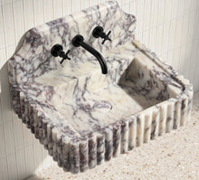 24" Calacatta Viola Fluted Floating Marble Vanity