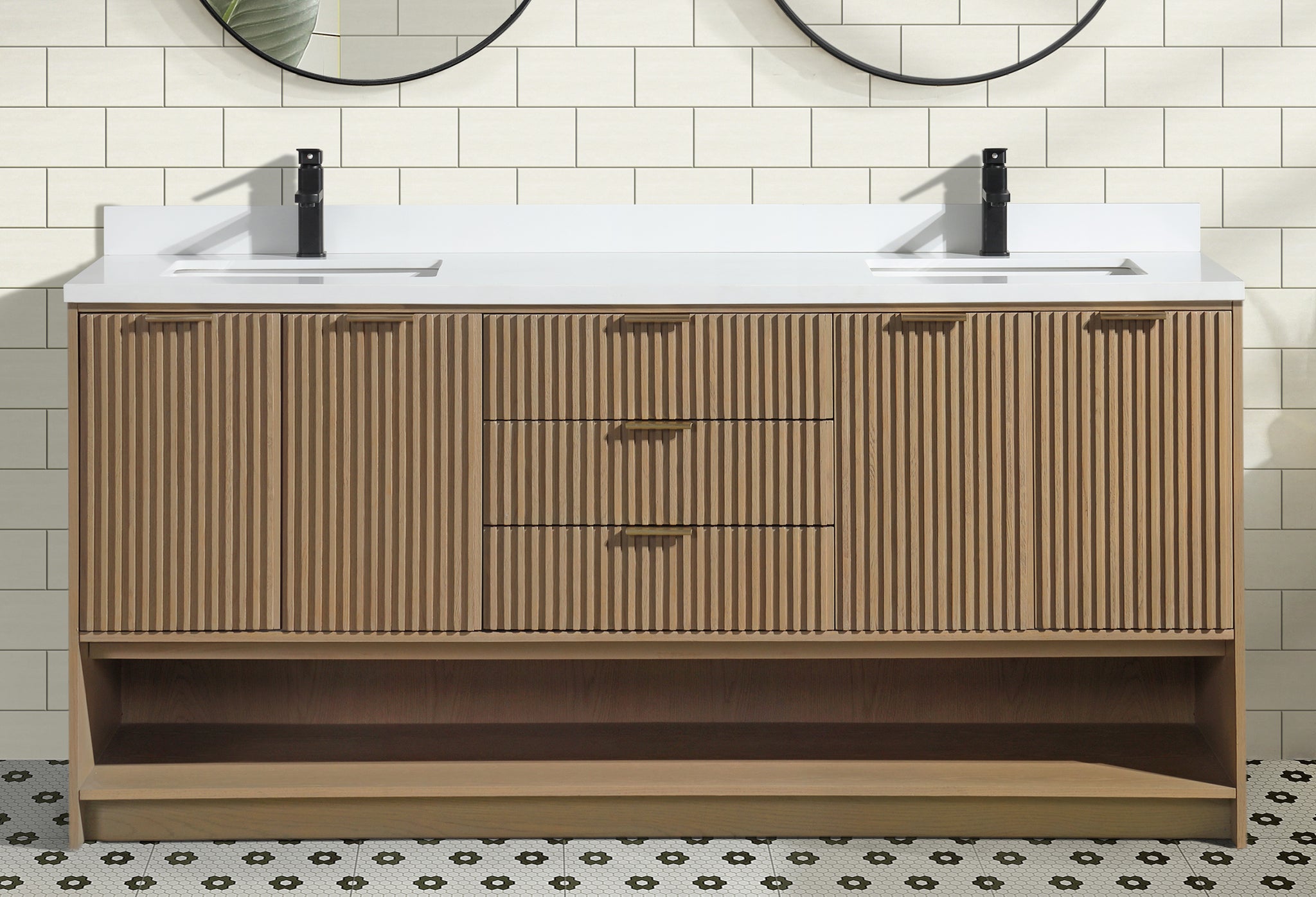 San Diego 72" Freestanding Bathroom Vanity Oak – Ari Kitchen & Bath