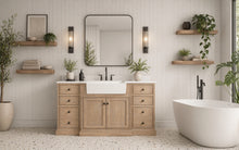 Kelly 60" Bathroom Vanity Weathered Fir - White Engineered Stone Countertop