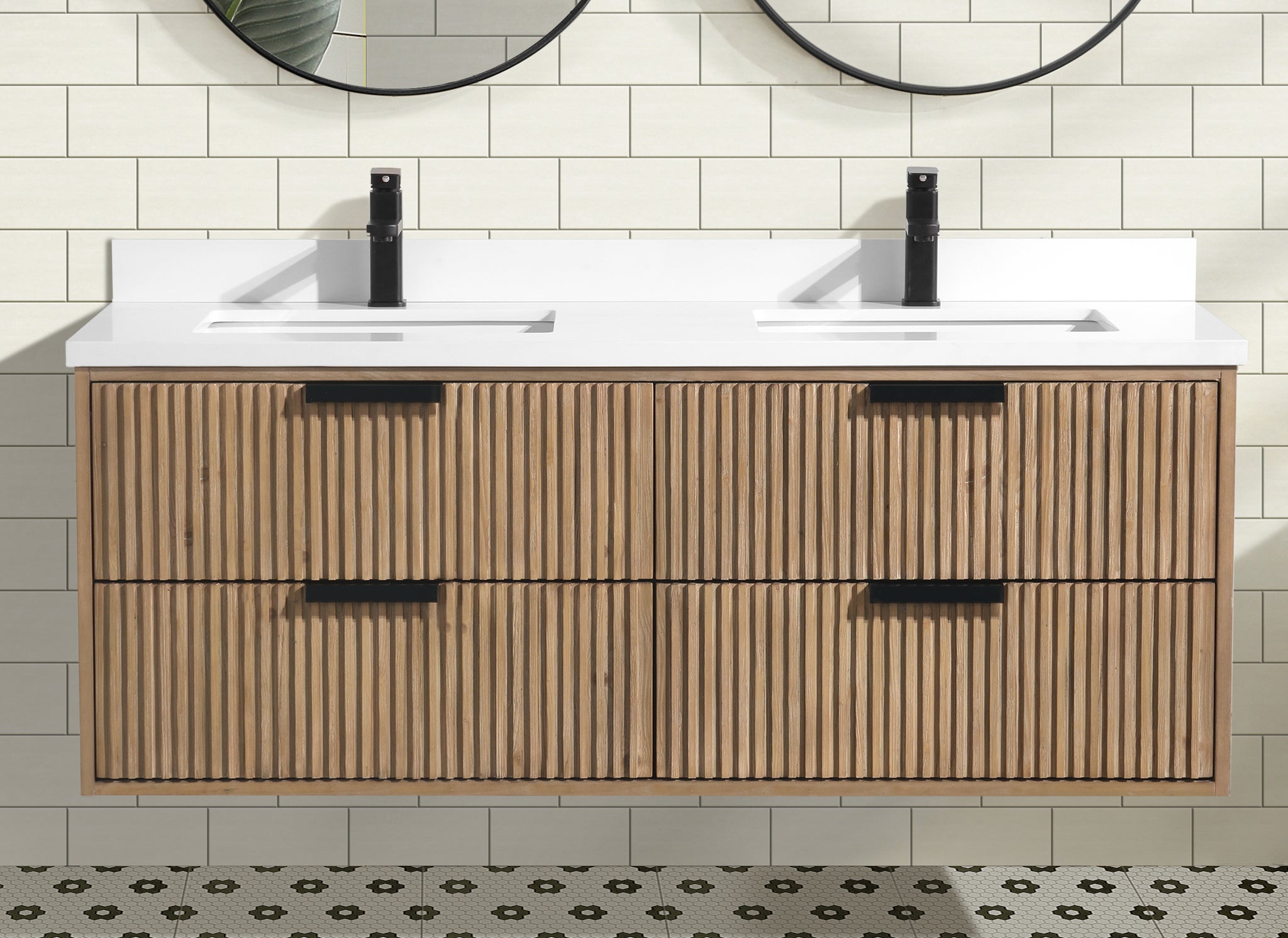 San Diego 55" Floating Bathroom Vanity Weathered Fir Ari Kitchen & Bath