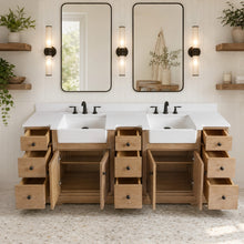 Kelly 84" Bathroom Vanity Weathered Fir - White Engineered Countertop