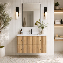La Jolla 36" Floating Bathroom Vanity Washed Oak
