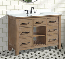 Lauren 48" Bathroom Vanity Weathered Fir - White Engineered Stone Countertop