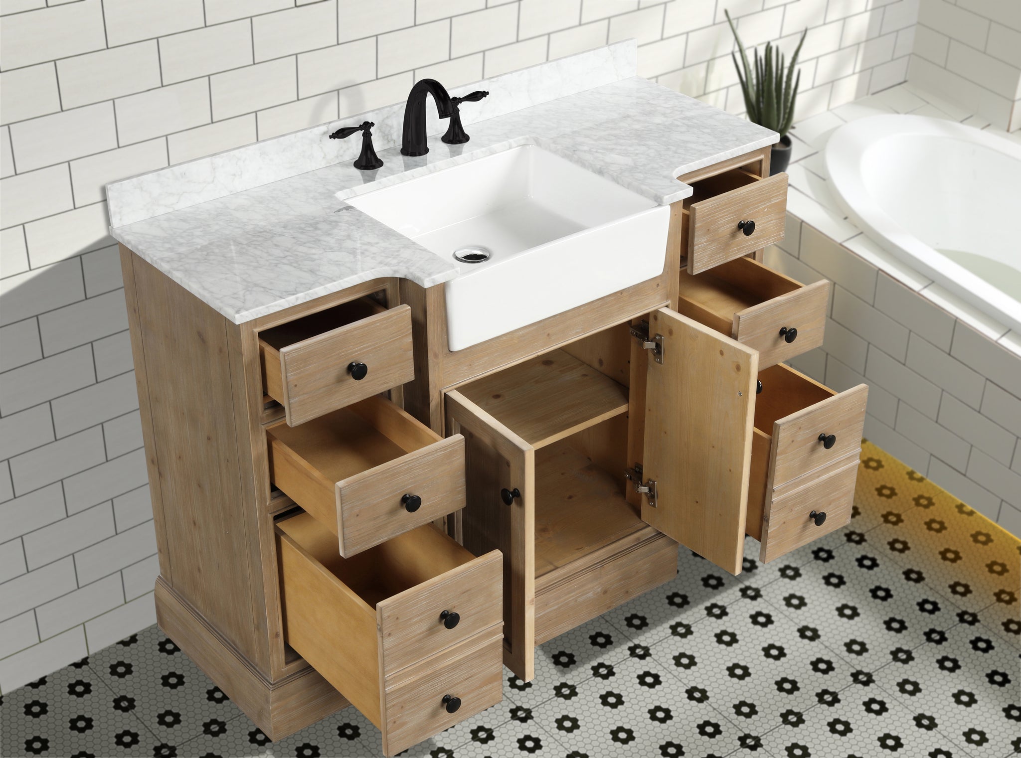 Kelly 48" Bathroom Vanity Weathered Fir – Ari Kitchen & Bath