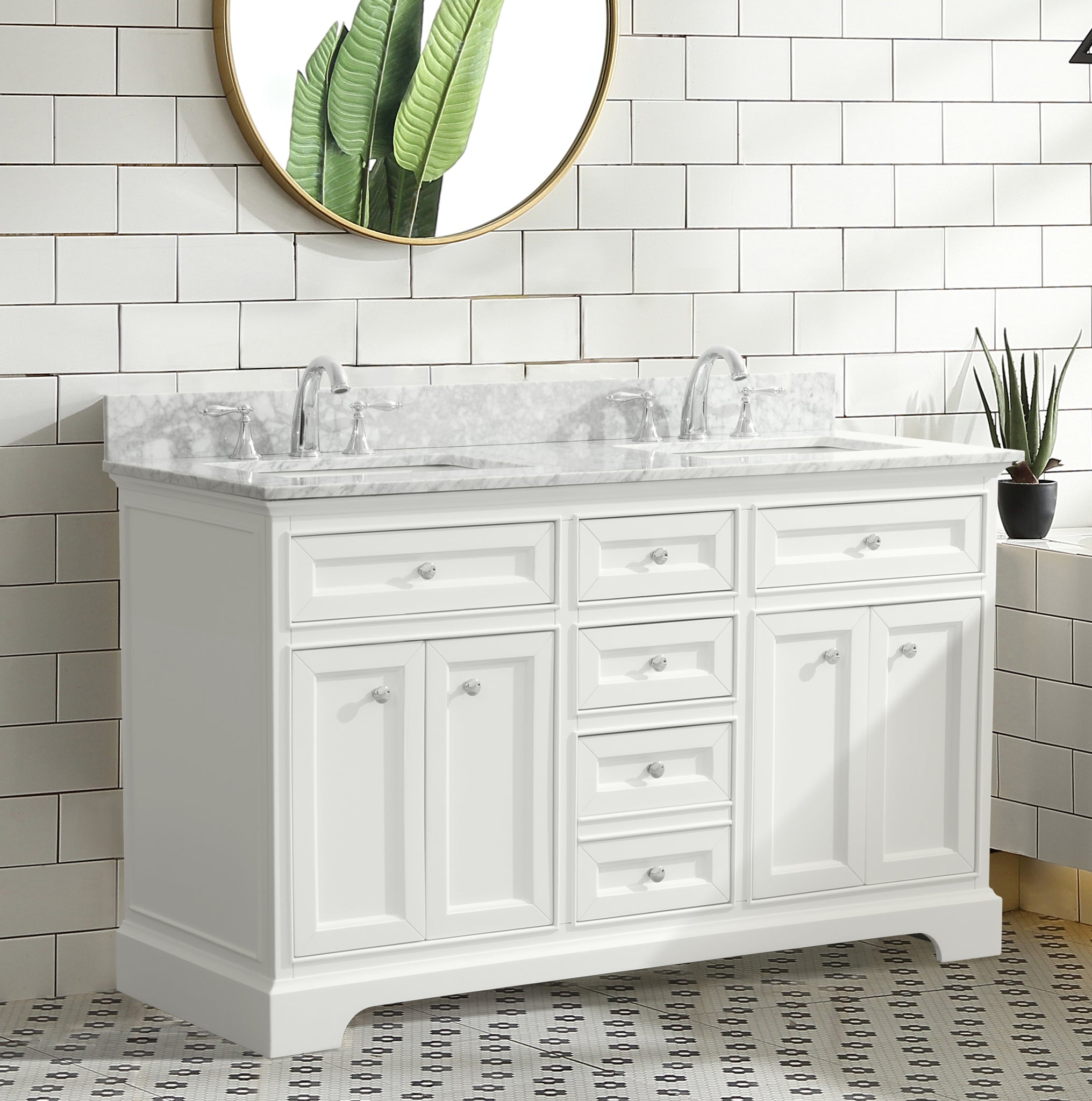 South Bay 55" Bathroom Vanity White Ari Kitchen & Bath