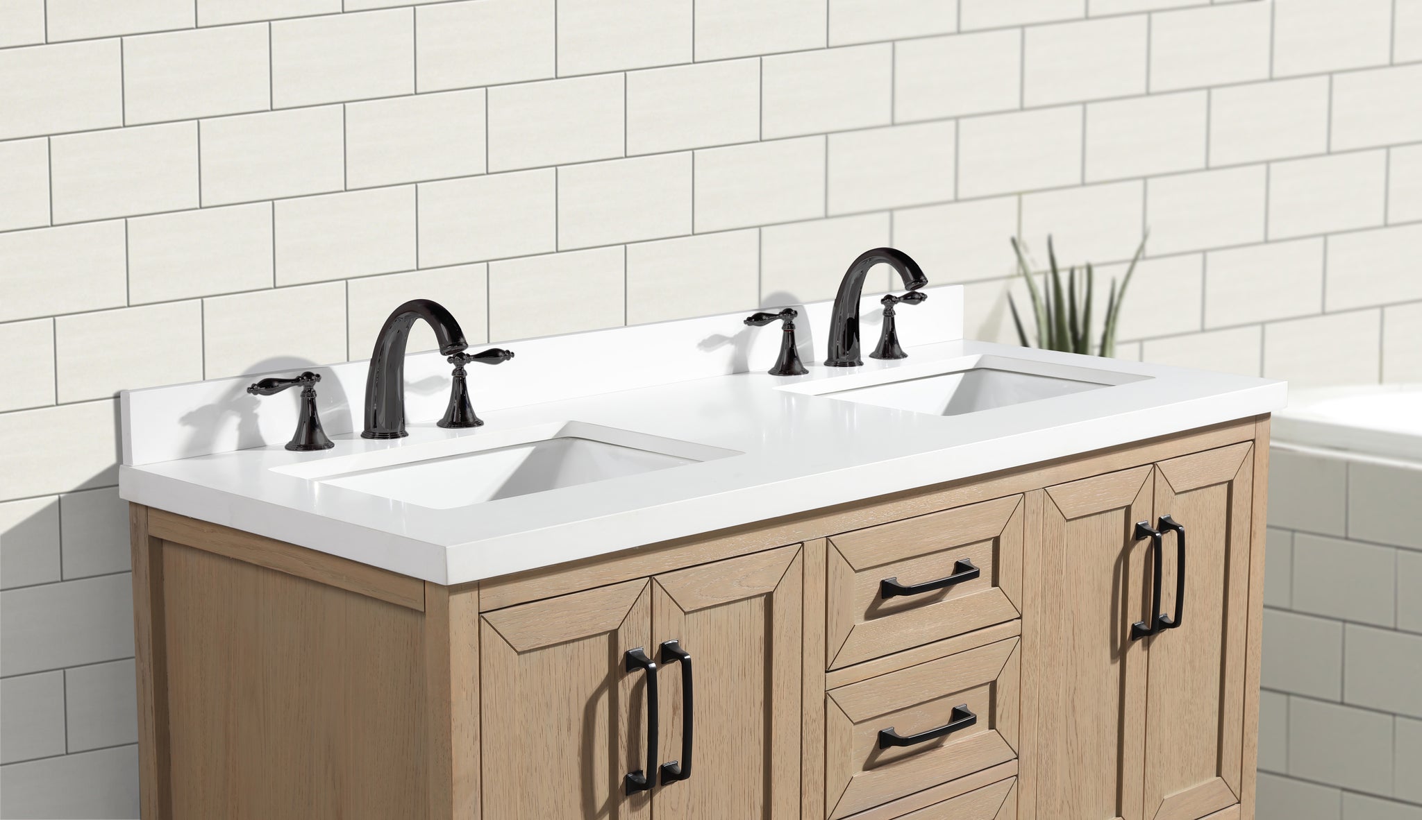 Venice 55" Bathroom Vanity Oak Gray Finish Ari Kitchen & Bath