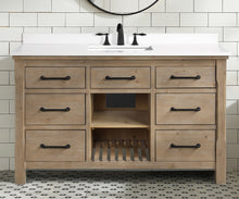 Lauren 55" Bathroom Vanity Weathered Fir - White Engineered Stone Countertop