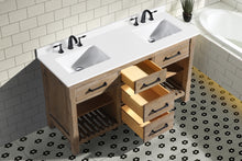 Lauren 60" Bathroom Vanity Weathered Fir - White Engineered Stone Countertop