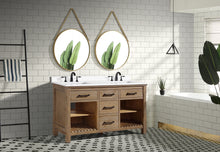 Lauren 60" Bathroom Vanity Weathered Fir - White Engineered Stone Countertop
