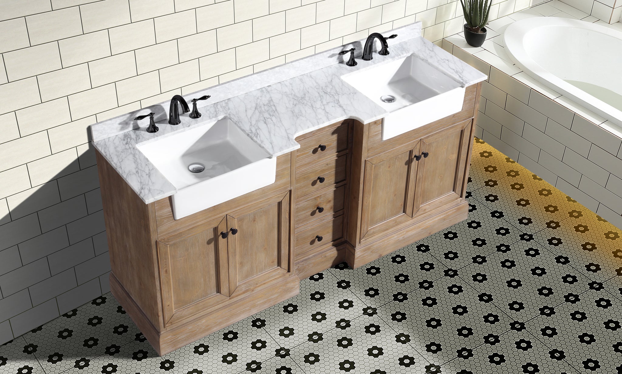 Kelly 72" Bathroom Vanity Weathered Fir Ari Kitchen & Bath