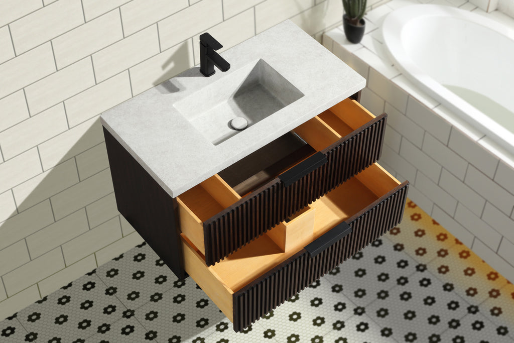 San Diego 36" Floating Bathroom Vanity Walnut Ari Kitchen & Bath