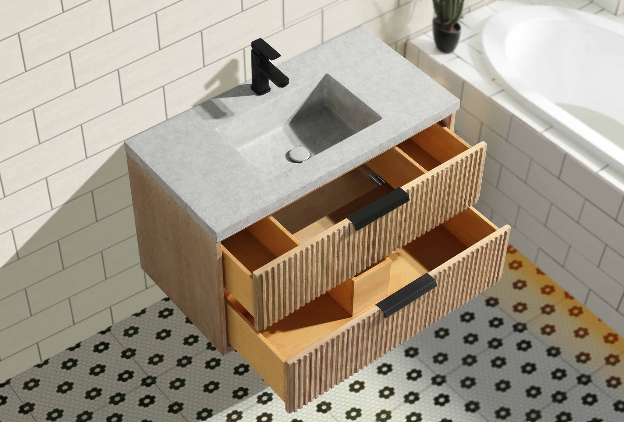 San Diego 36" Floating Bathroom Vanity Weathered Fir Ari Kitchen & Bath